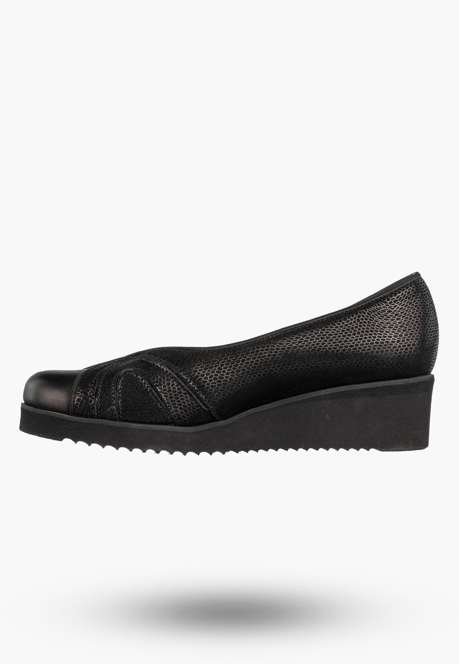 Czółenka Damskie Skórzane Buty Na Koturnie Eleganckie Darex Czarne
