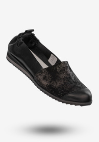 Baleriny Damskie Buty Ze Skóry Naturalnej Czarne Korda 1539