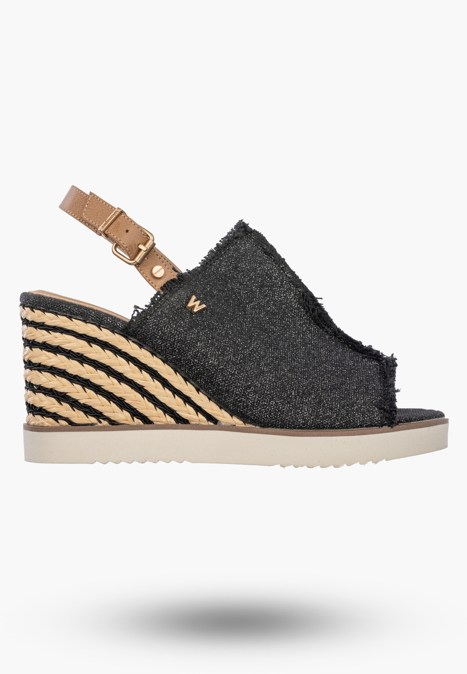 Sandały Damskie Wrangler Na Koturnie Buty Materiałowe Espadryle Grafitowe Mailorca Sabot