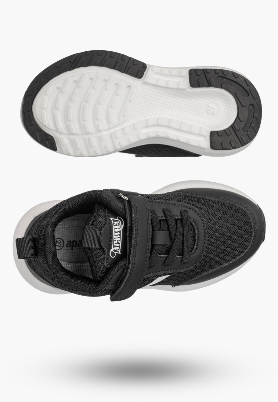 Sneakersy Dziecięce Buty Sportowe Na Rzepy Lekkie Wygodne Czarne APAWWA G661/G662