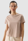 Koszulka Damska 4F T-shirt Z Nadrukiem Beżowy 4FWSS24TTSHF1354