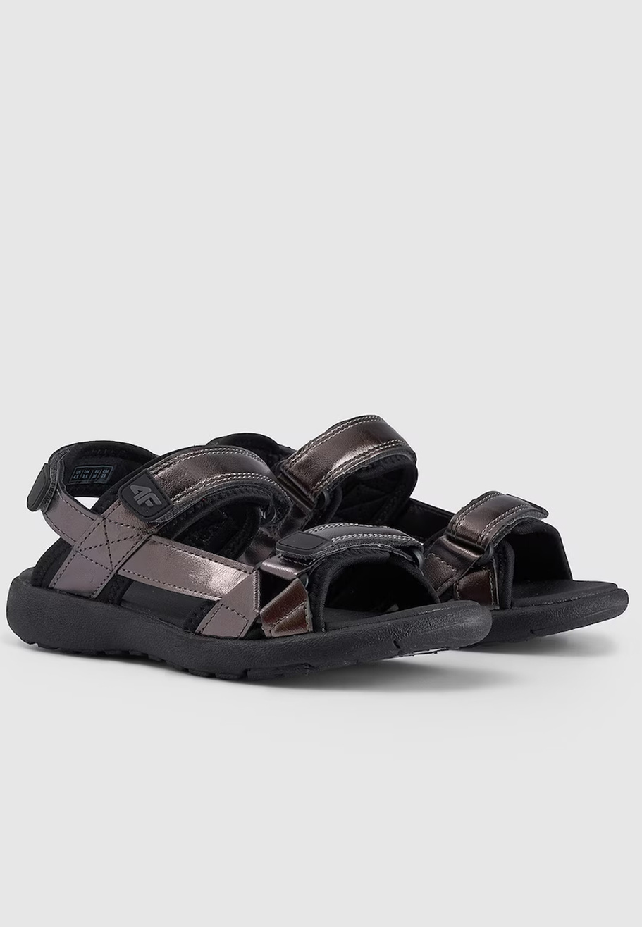 Sandały Dziewczęce 4F Buty Sportowe Na Rzepy Letnie Czarne 4FJRSS24FSANF063