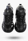 Sneakersy Dziecięce Ekoskóra Buty Sportowe Na Rzepy Półbuty Czarne Apawwa