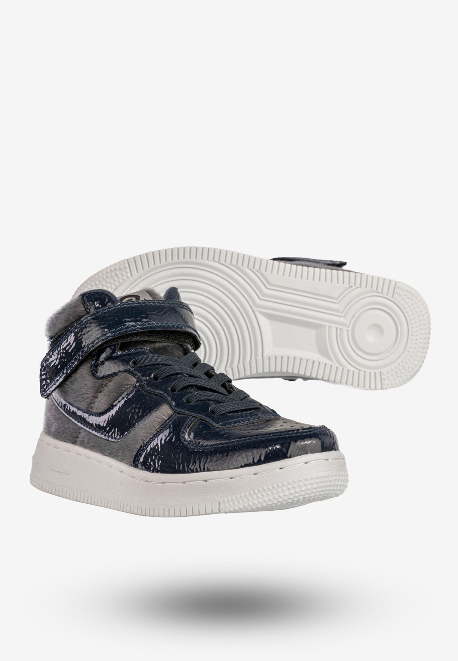 Sneakersy Dziecięce Buty Zimowe Na Rzepy Wysokie Granatowe