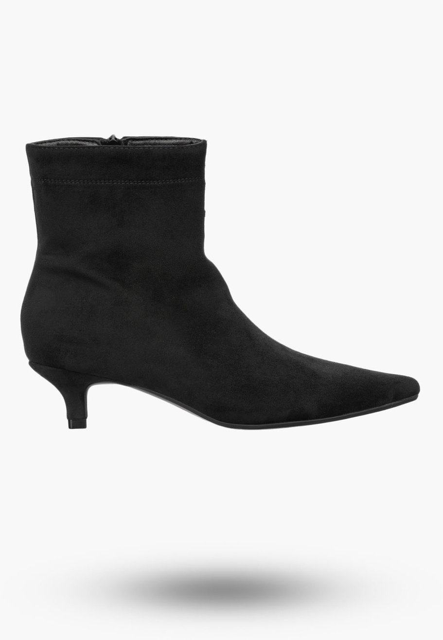 Botki Damskie Zamszowe Ekoskóra Buty Na Zamek Eleganckie Czarne