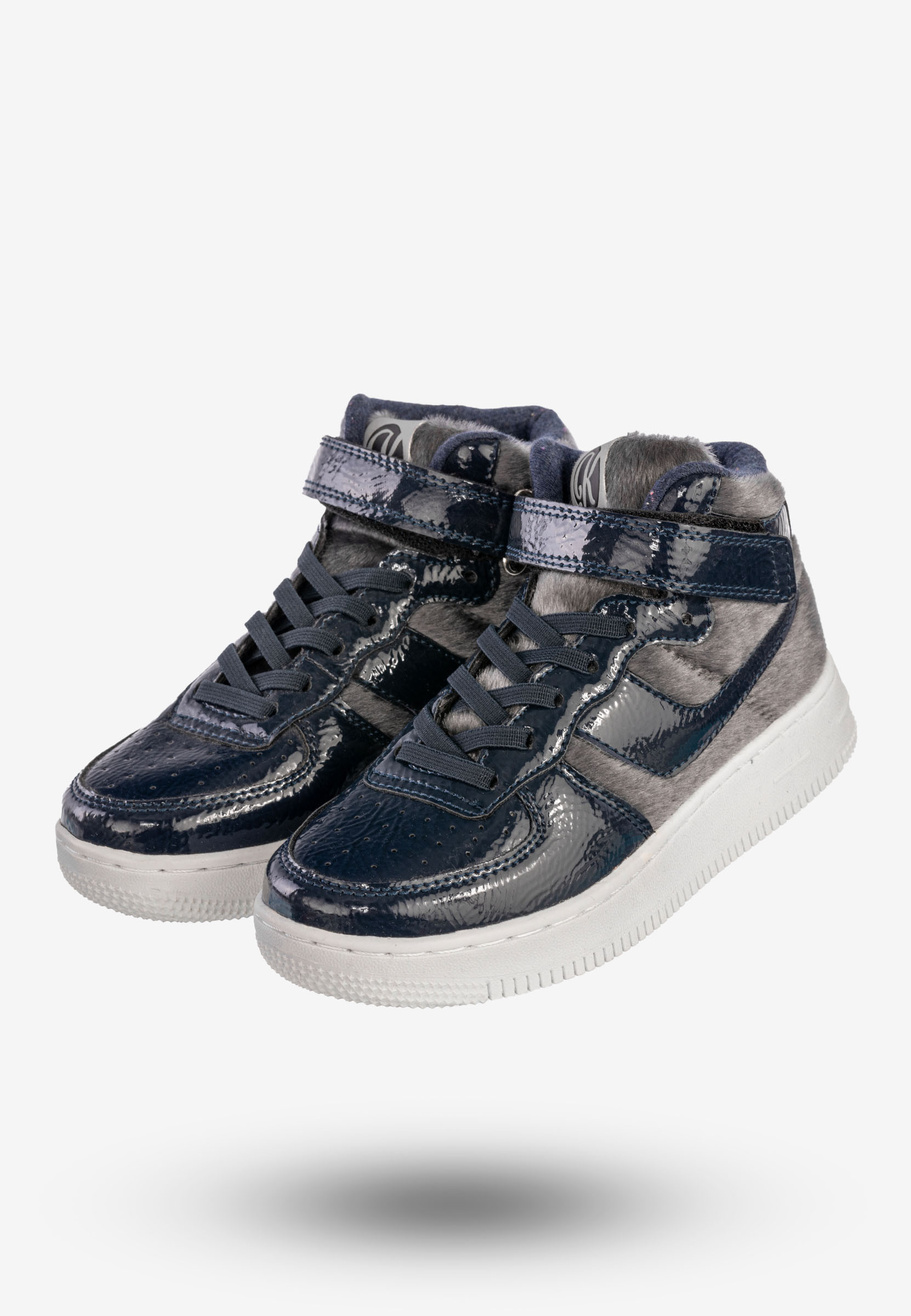 Sneakersy Dziecięce Buty Zimowe Na Rzepy Wysokie Granatowe
