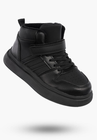 Buty Dziecięce Sneakersy Czarne Na Rzepy Sportowe Za kostkę Ocieplane