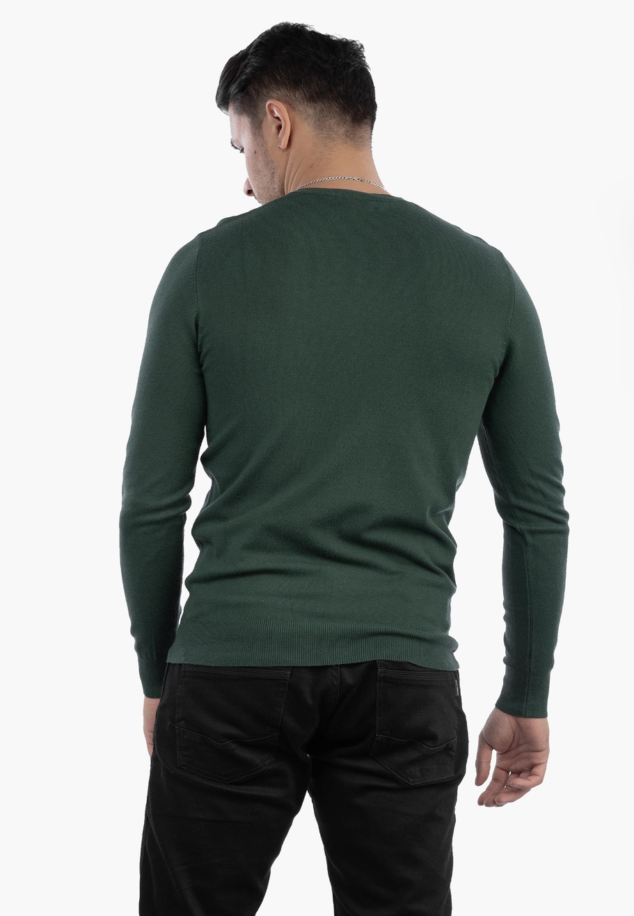 Sweter Męski Elegancki Klasyczny w serek Zielony S2005
