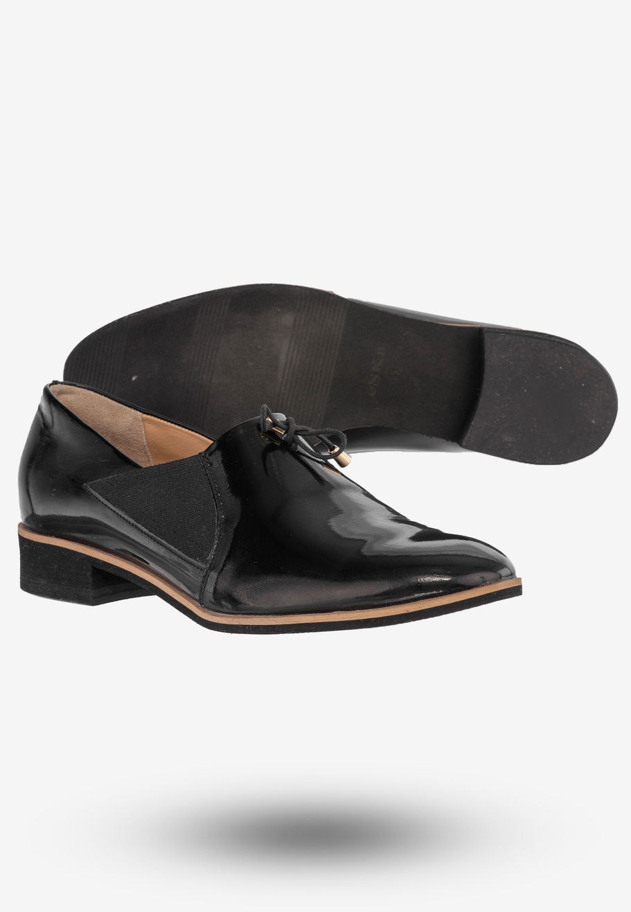 Półbuty Damskie Skórzane Buty Eleganckie Wsuwane eSKa Czarne 284
