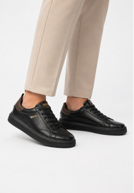 Sneakersy Męskie BIG STAR Buty Sportowe Skórzane Czarne UU174291