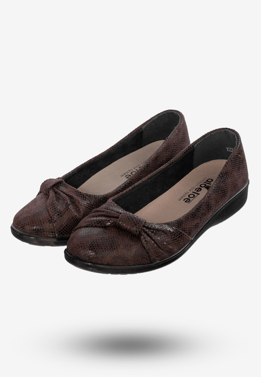 Baleriny Damskie Buty Eleganckie Brązowe Aloeloe Y224003