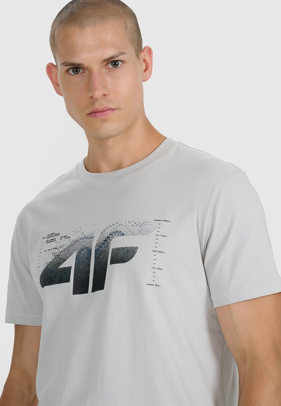 Koszulka Męska 4F T-shirt Z Nadrukiem Regular Szary 4FWAW25TTSHM2359
