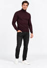 Golf Męski Elegancki Sweter Slim Fit Dopasowany Klasyczny Bordowy