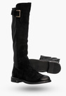 Buty Damskie Kozaki Na Płaskim Obcasie Na Zimę Czarne POTOCKI 23-12252BK