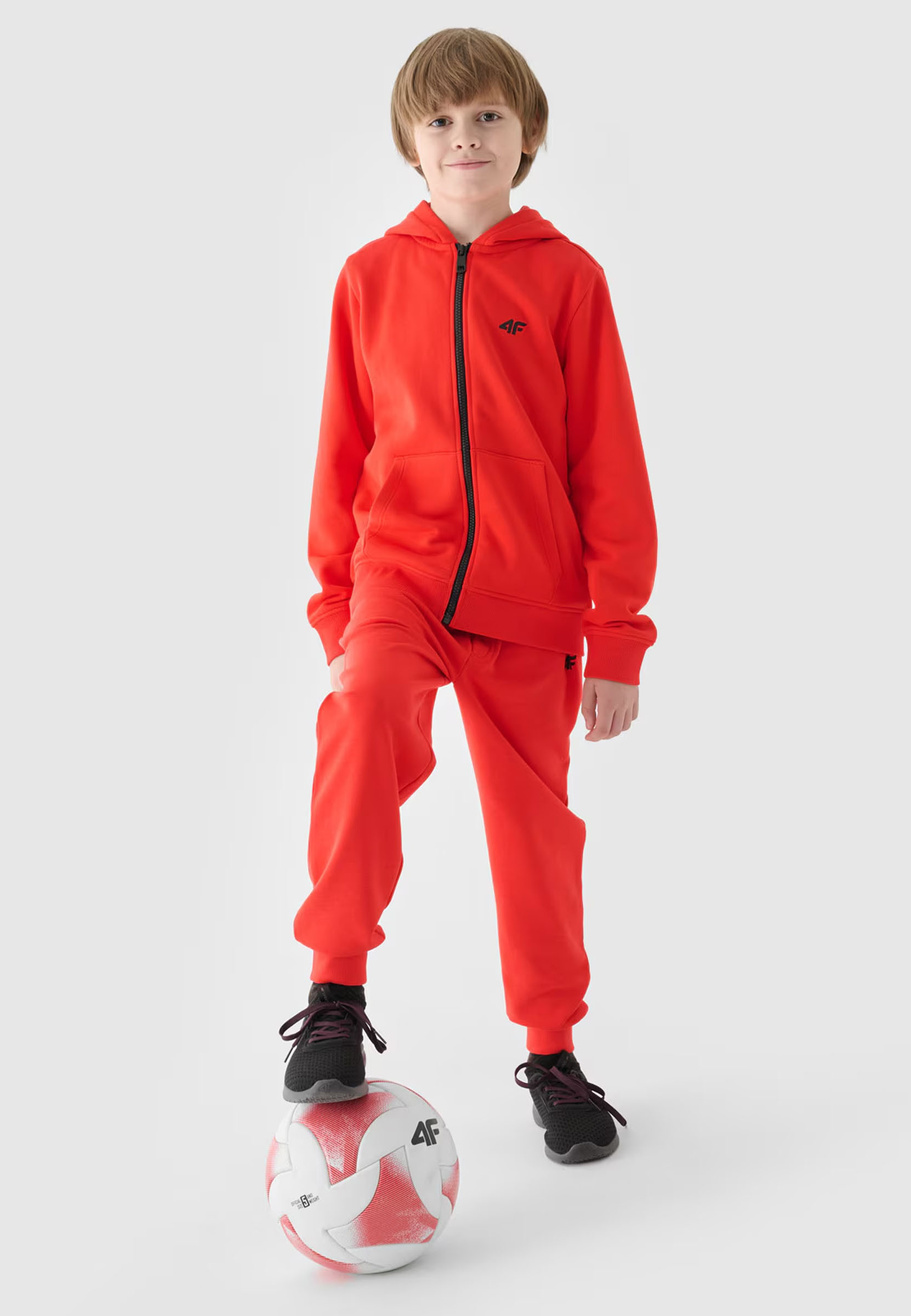 Bluza Chłopięca 4F Z Kapturem Rozpinana Pomarańczowa 4FJWMM00TSWSM1295