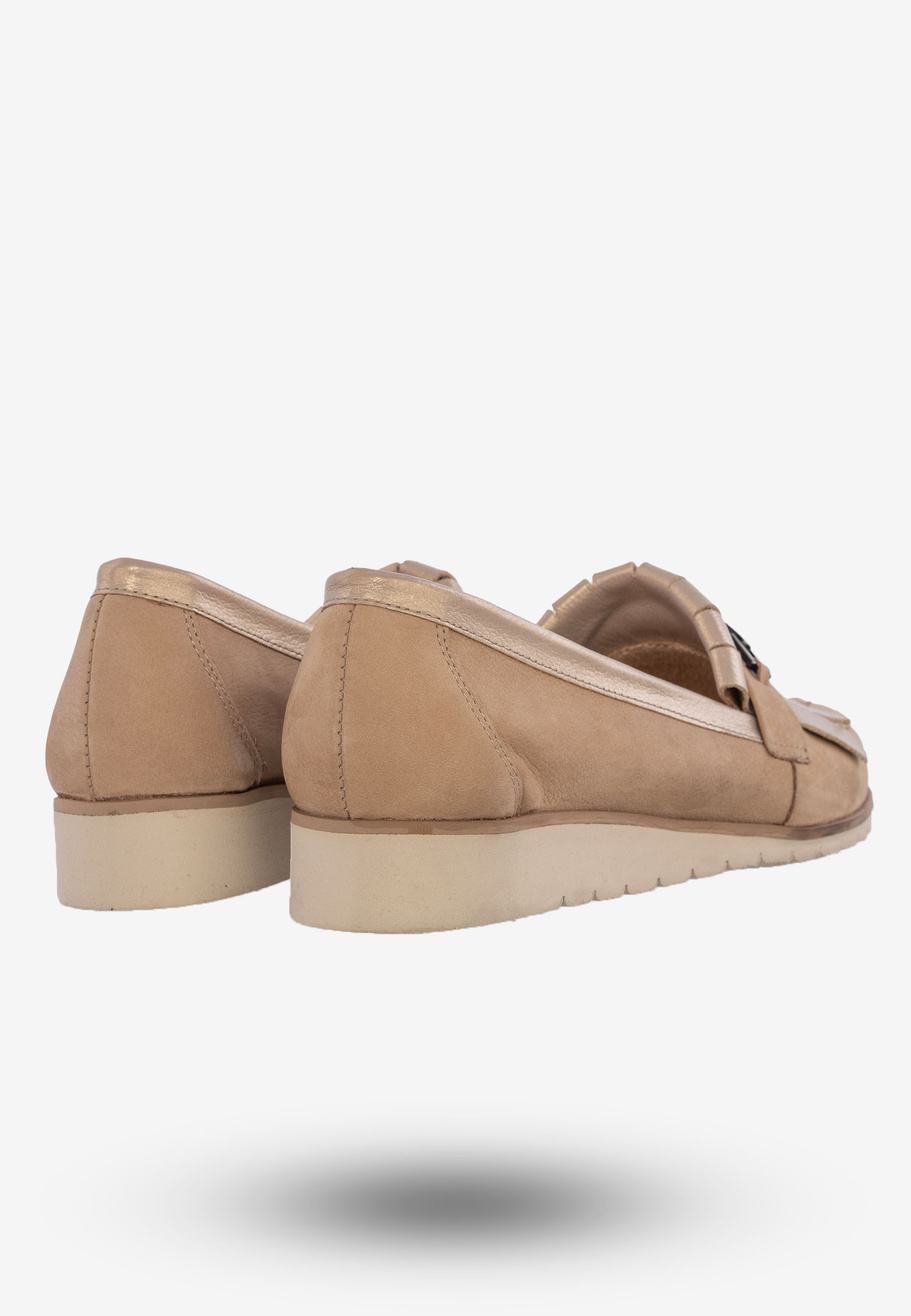 Mokasyny Damskie Buty Ze Skóry Naturalnej Beżowe Korda 1902