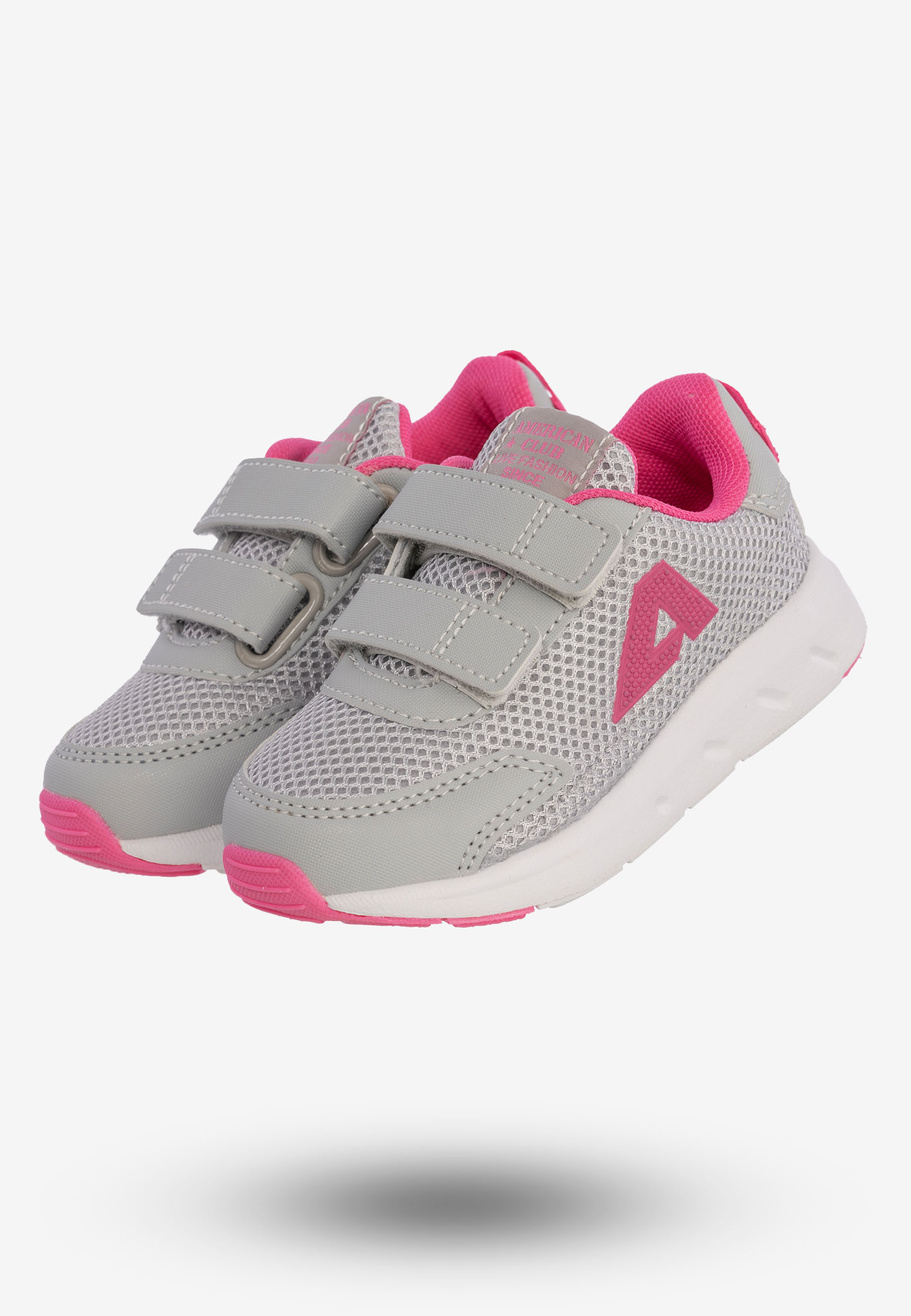 Buty Sportowe Dla Dziewczynki Dziecięce Na Rzepy American Club Szare ES127/23