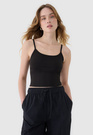 Crop-top Damski 4F Slim Fit Koszulka Na Ramiączkach Czarna 4FWSS25TSLEF127