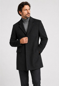 Płaszcz Męski Jednorzędowy Klasyczny Elegancki Casual Czarny