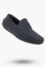 Mokasyny Męskie Ażurowe Eleganckie Wizytowe Buty Casual Granatowe Vanhorn