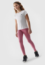 Legginsy Dziewczęce Spodnie 4F Bawełna Dzianinowe Różowe 4FJWSS24TTIGF130