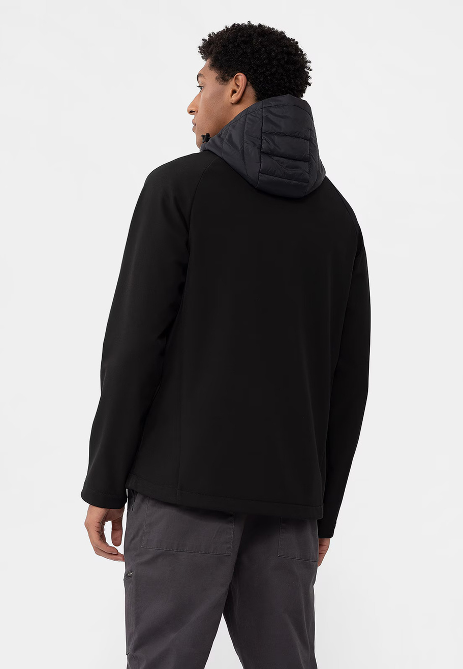 Kurtka Męska 4F Softshell Wiatroodporna Z Kapturem Czarna 4Faw21TSOFM096