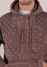 Bluza męska oversize ocieplana z kapturem paisley brązowa