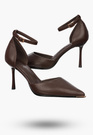 Szpilki Damskie Ekoskóra Buty Na Szpilce Z Paskiem Eleganckie Brązowe
