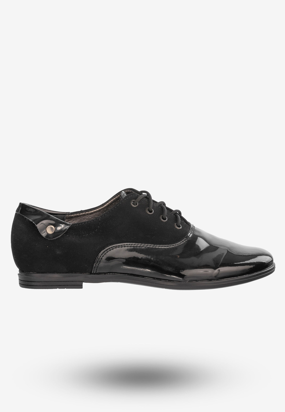 Półbuty Damskie Buty Eleganckie Ze Skóry Ekologicznej Czarne 126/250