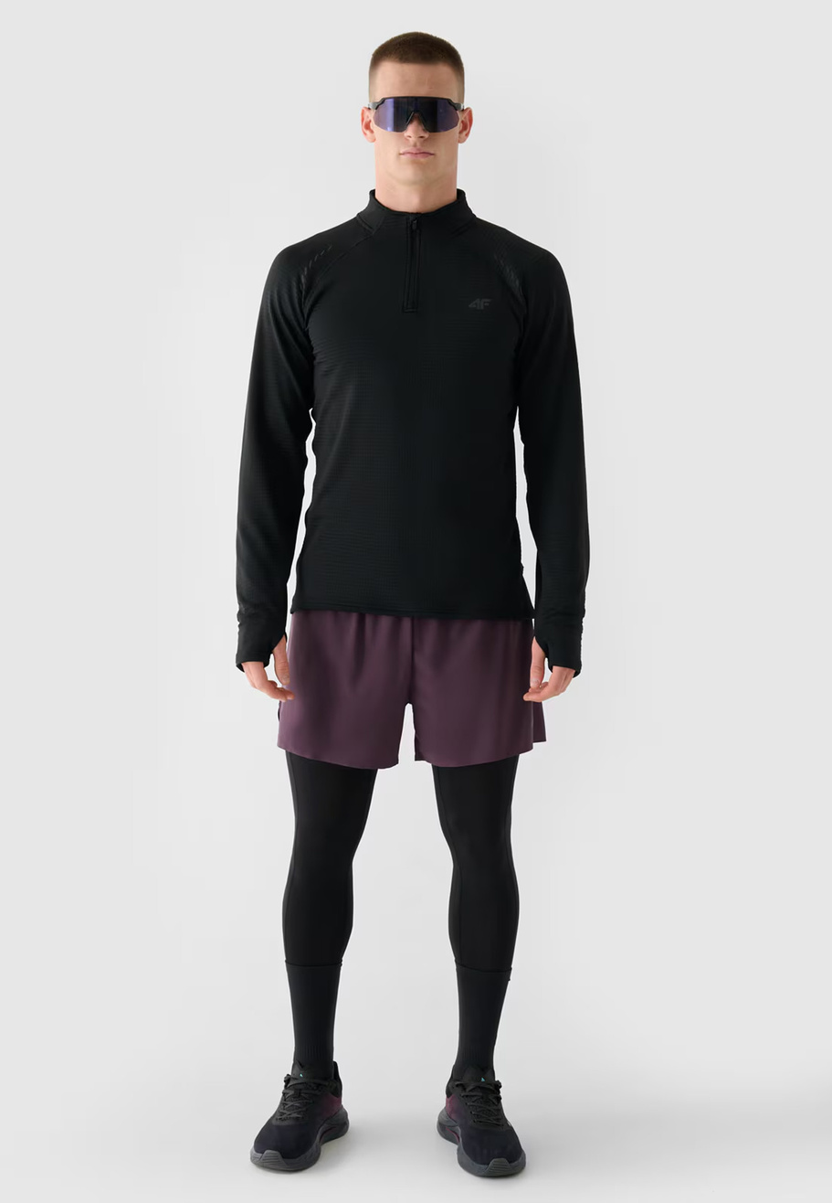 Bluza Męska 4F Do Biegania Szybkoschnąca Czarna 4FWAW24TFSWM410