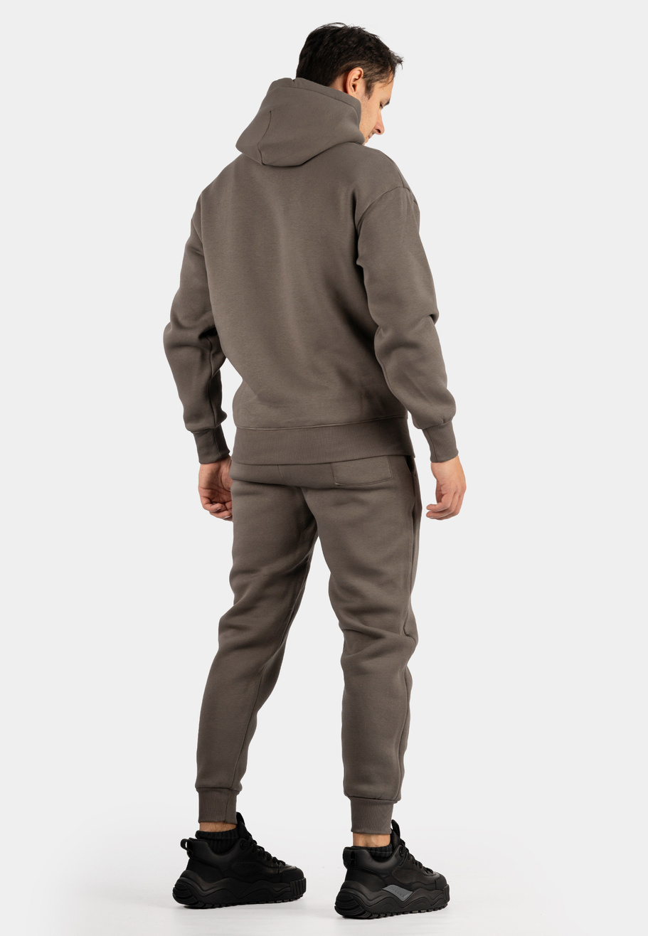 Komplet Dresowy Męski Ocieplany Bluza z kapturem Dresy Basic Khaki