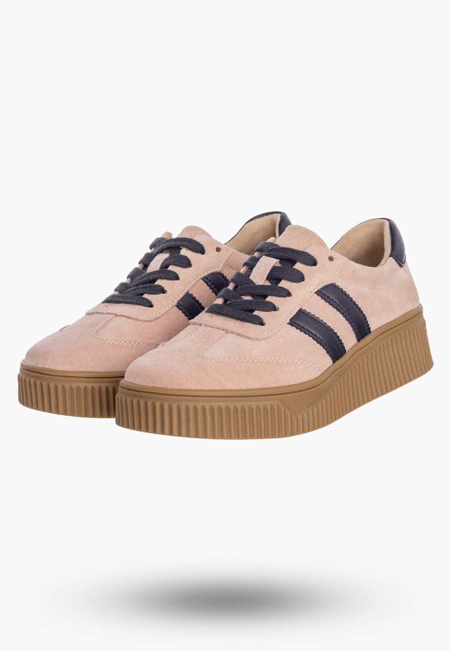 Sneakersy Damskie Buty Skórzane Półbuty Na Platformie Różowe Filippo DP6776/26