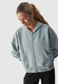 Bluza Damska 4F Sportowa Dresowa Rozpinana Ocieplana Z Kapturem Miętowa 4FWAW24TSWSF1306