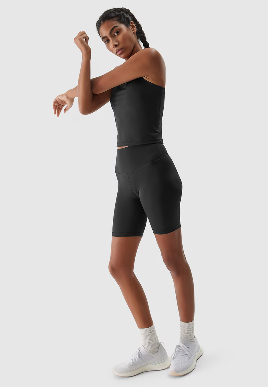 Kolarki Damskie 4F Sportowe Legginsy Spodenki Krótkie Treningowe Czarne 4FWSS24TFSHF385