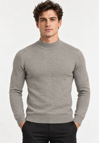 Półgolf męski Slim Fit mocno dopasowany z grubszej dzianiny szary odcień Coffee