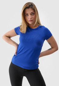 Koszulka Damska 4F Niebieski T-shirt z Dużym Logiem 4F 4FWSS24TTSHF1163