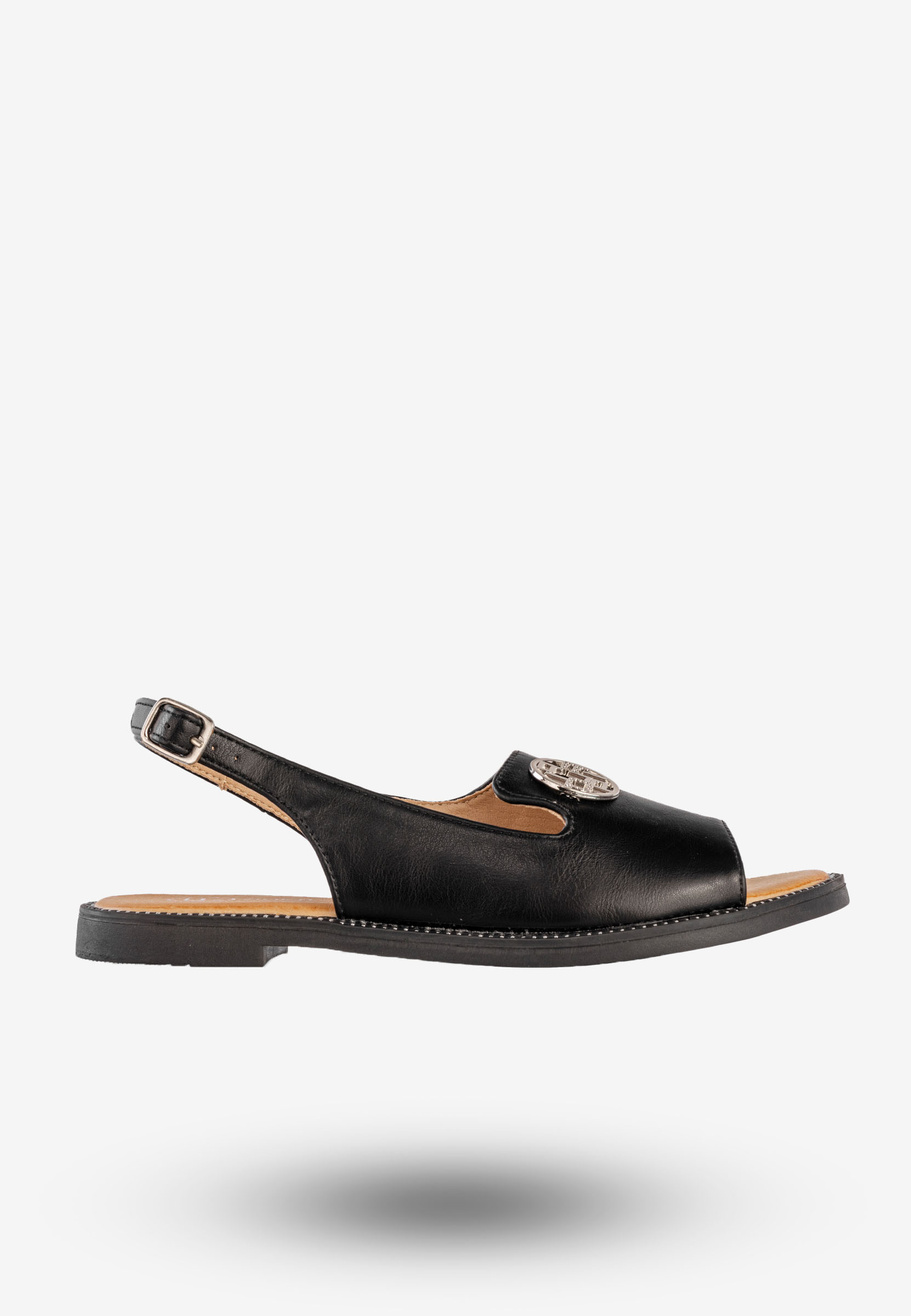 Sandały Damskie Ekoskóra Buty Eleganckie Płaski Obcas Czarne Filippo DS3666/25BK