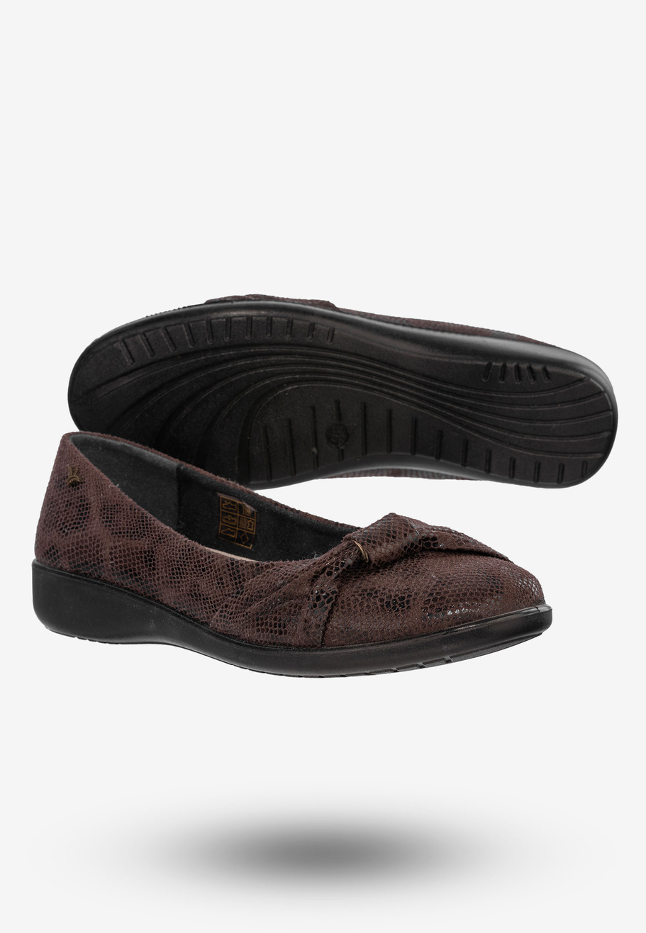 Baleriny Damskie Buty Eleganckie Brązowe Aloeloe Y224003