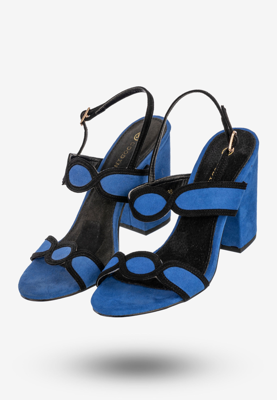 Sandały Damskie Buty Na Słupku Modne Niebieskie Goodin GD-5507