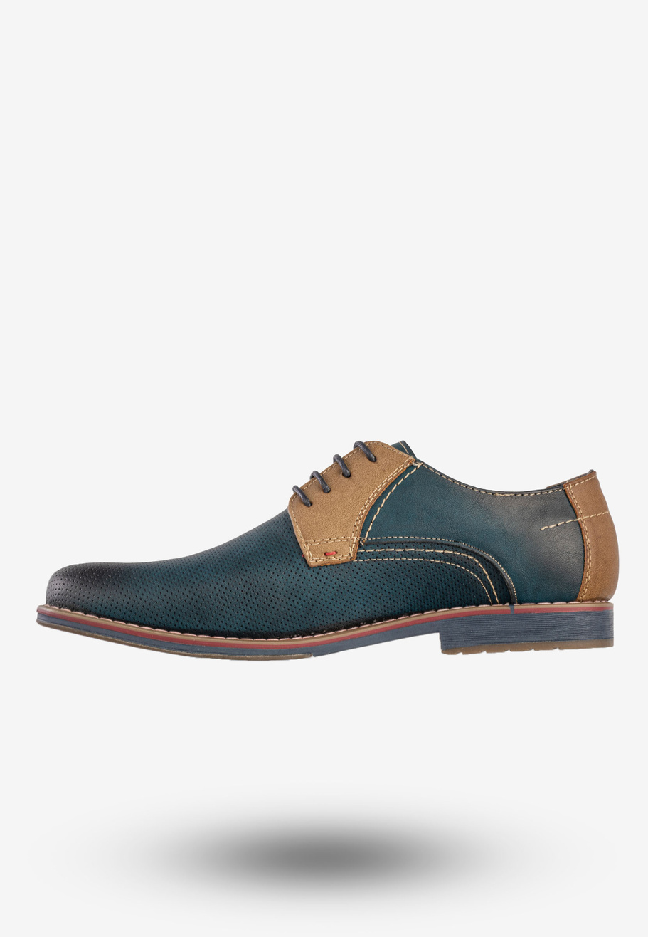 Półbuty Wizytowe Męskie Ekoskóra Buty Eleganckie Granatowe Goodin GD-LJ-930
