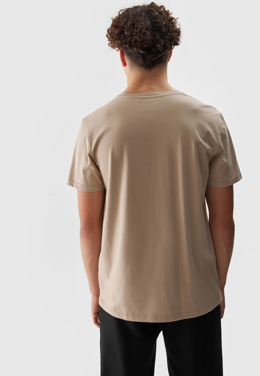 Koszulka Męska 4F Sportowy T-shirt Beżowy Regular TTSHM1154