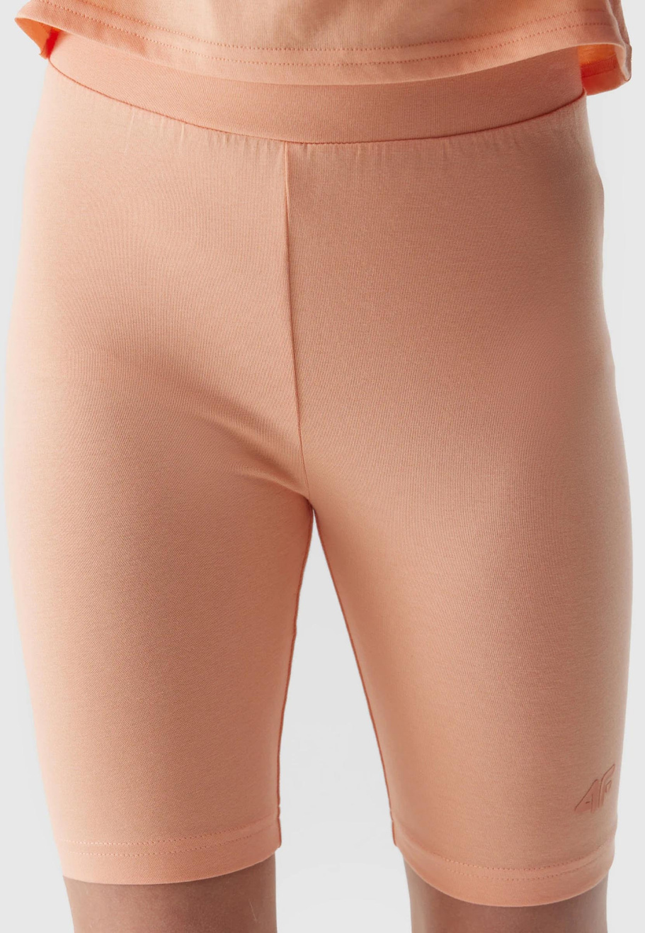 Legginsy Dziewczęce Kolarki 4F dzianinowe pudrowy koral 4FJWSS24TTIGF129