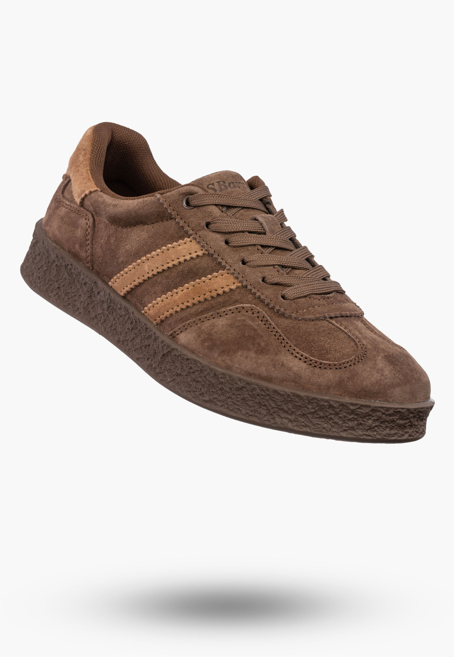 Sneakersy Damskie Skórzane Buty Sportowe Casual Brązowe S.Barski