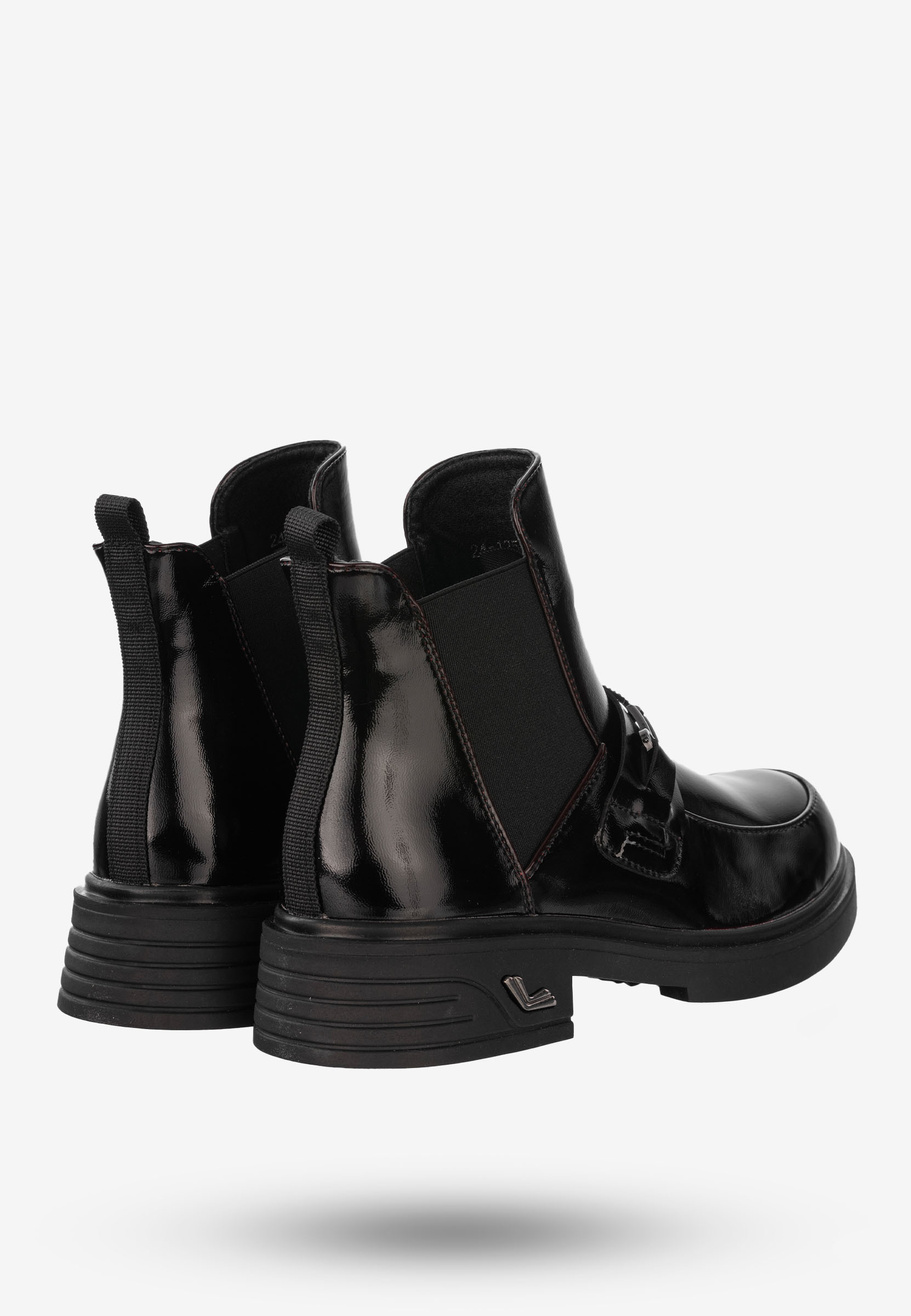 Buty Damskie Botki Ekoskóra Ocieplane Na Zimę Bordowe Potocki 24-12542BD