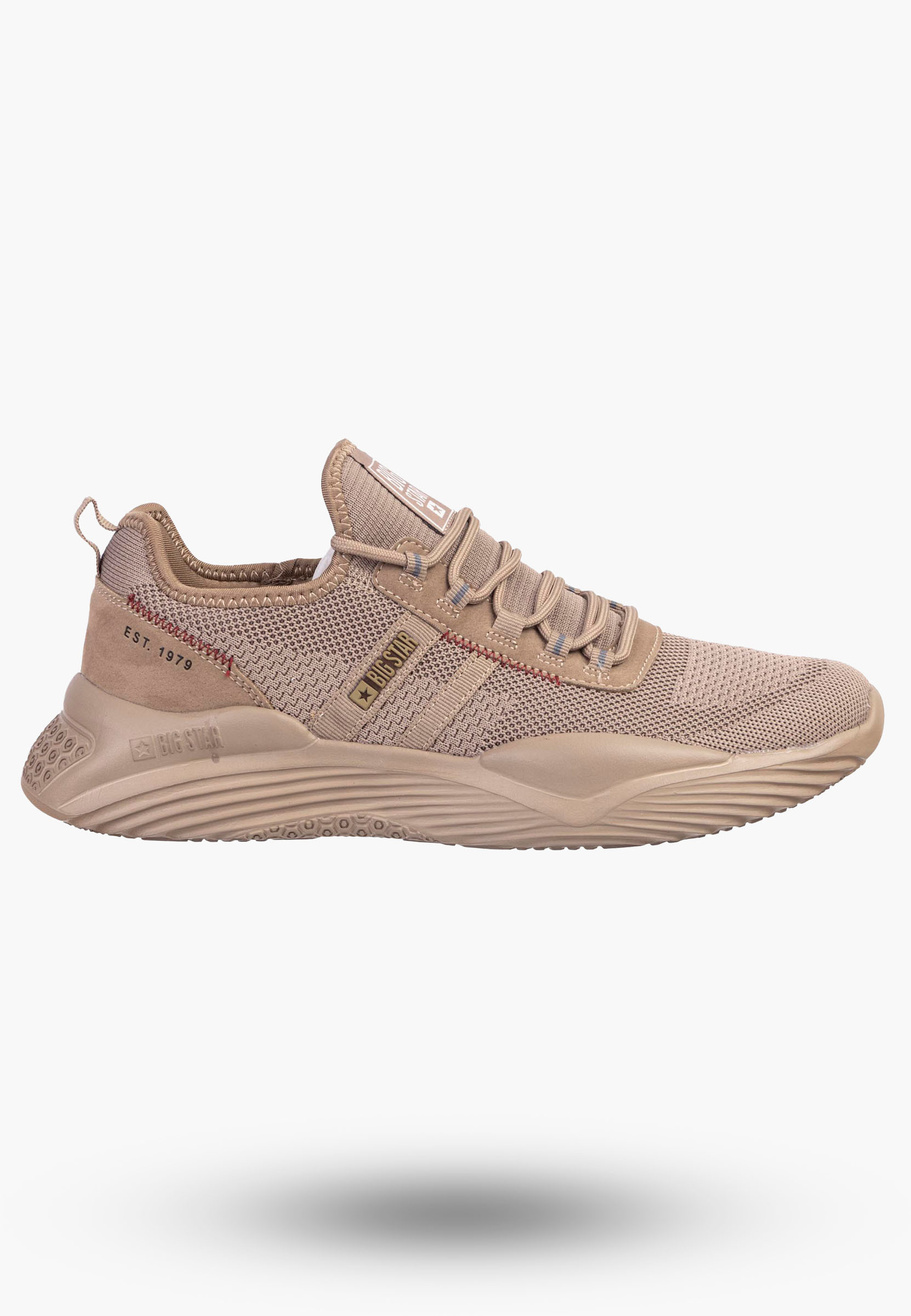 Sneakersy Męskie BIG STAR Buty Sportowe Brązowe Siatkowane KK174258