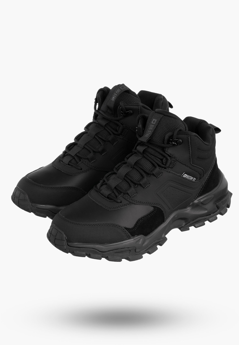 Buty Męskie BIG STAR Skórzane Trekkingowe Trzewiki Czarne SS174096