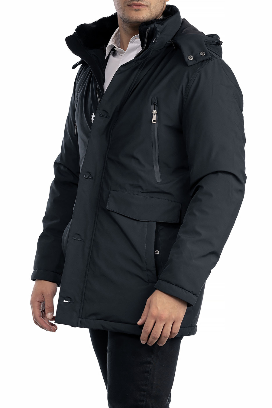 Kurtka Męska Zimowa TRISS LINE Granatowa Puchowa JOHAN