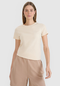 Koszulka Damska 4F T-shirt Slim Fit Beżowa 4FWSS25TTSHF2351
