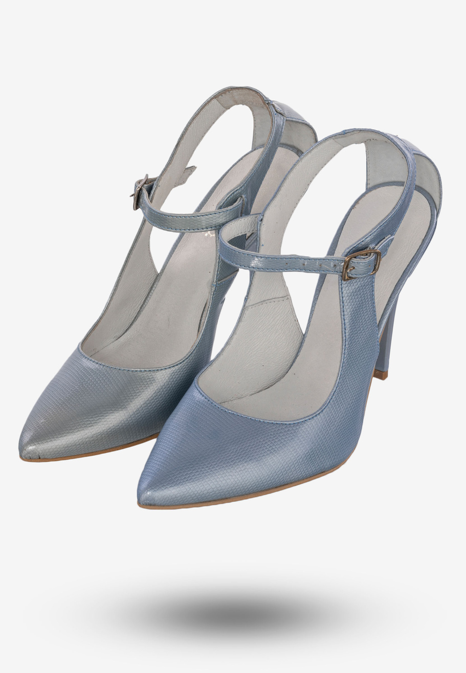 Szpilki Damskie Buty Skóra Naturalna Błękitne Darex C-359/6