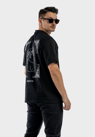 Koszulka Męska Oversize T-Shirt Czarny z nadrukiem Aventus